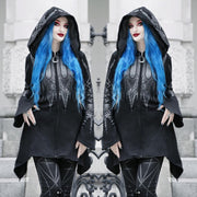 Halloween Cosplay Hoodie Women's Punk Black Long Hooded Printed Sweater