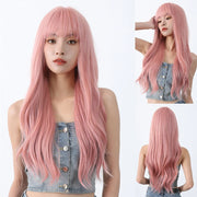 Wig Female Bangs Roller Fluffy Mid-length Hair Natural Full-head Wig