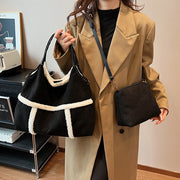 2pcs Women Plush Totes Casual Large-capacity Suede Handbag Winter Bags