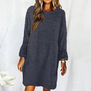 Loose Long-sleeved Plush Sweater Dress
