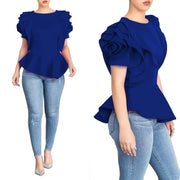 Women's Summer Hot Style Ruffled Hem Short Sleeve