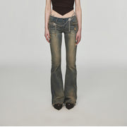 Vintage Washed Distressed Straight Leg Jeans