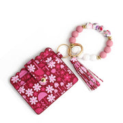Love Polyurethane Card Holder Silica Gel Key Chain European And American Printed Silicone Beads Bracelet Women's Wallet