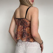 Retro European And American Women's Milk Silk Skin-friendly Small Suspenders Sexy Print Straps Bottoming Vest