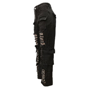 Ripped Burnt-out Workwear Bag Slightly Flared Denim Trousers