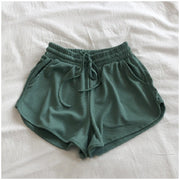 Ice Silk Thread Shorts Summer Korean Style Elastic Waistband Wide Leg Pants Elastic