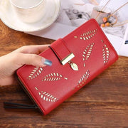 Women Purse Female Long Wallet Gold Hollow Leaves Pouch Handbag For Women Purse Card Holder Portefeuille Femme