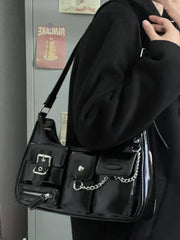 Motorcycle High-grade Hong Kong Style Chain Shoulder Underarm Bag Women