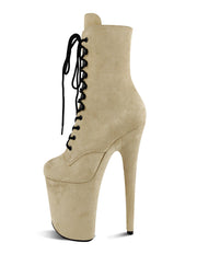 20cm Round Head Long Tube Suede Black Short Boots