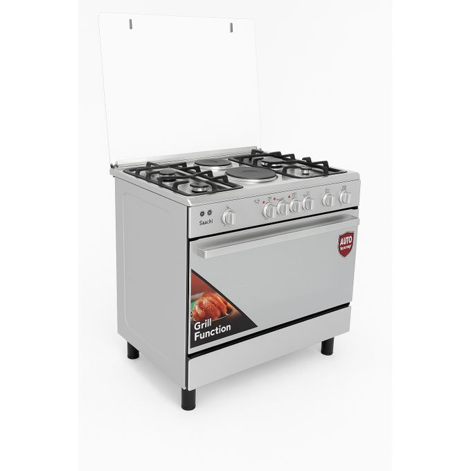 Saachi 90x60cm 4 Gas 2 Electric Cooker with Electric Oven  NL-GAS- 6364SS – Silver