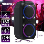 Hisense Party Rocker 160 Wireless Outdoor / Indoor Party Speaker With Subwoofer 1 Yr Warranty