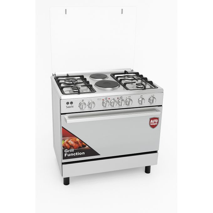 Saachi 90x60cm 4 Gas 2 Electric Cooker with Electric Oven  NL-GAS- 6364SS – Silver