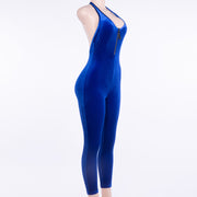 Gold velvet casual jumpsuit