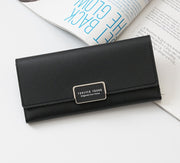 Women's wallet Korean version of the three fold long buckle clasp bag multi-card position pu leather wallet