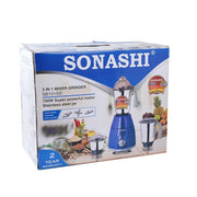 Sonashi 3 IN 1 Mixer Grinder with Stainless Steel Jar SB-151SS - Blue