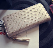 Pu small tassels 1 fold wallet trendy Korean fashion long wallet simple multi-card wallet