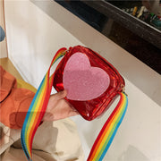 Peach heart laser baby shoulder bag