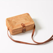 Rattan bag ins diagonal mini bag Sen basket basket tweezers retro literary hand-woven leather buckle bag