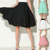 New Arrival Fashion Women Solid Flared Retro Casual Knee Length Pleated Midi Office Work Skirt