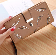 Women Purse Female Long Wallet Gold Hollow Leaves Pouch Handbag For Women Purse Card Holder Portefeuille Femme