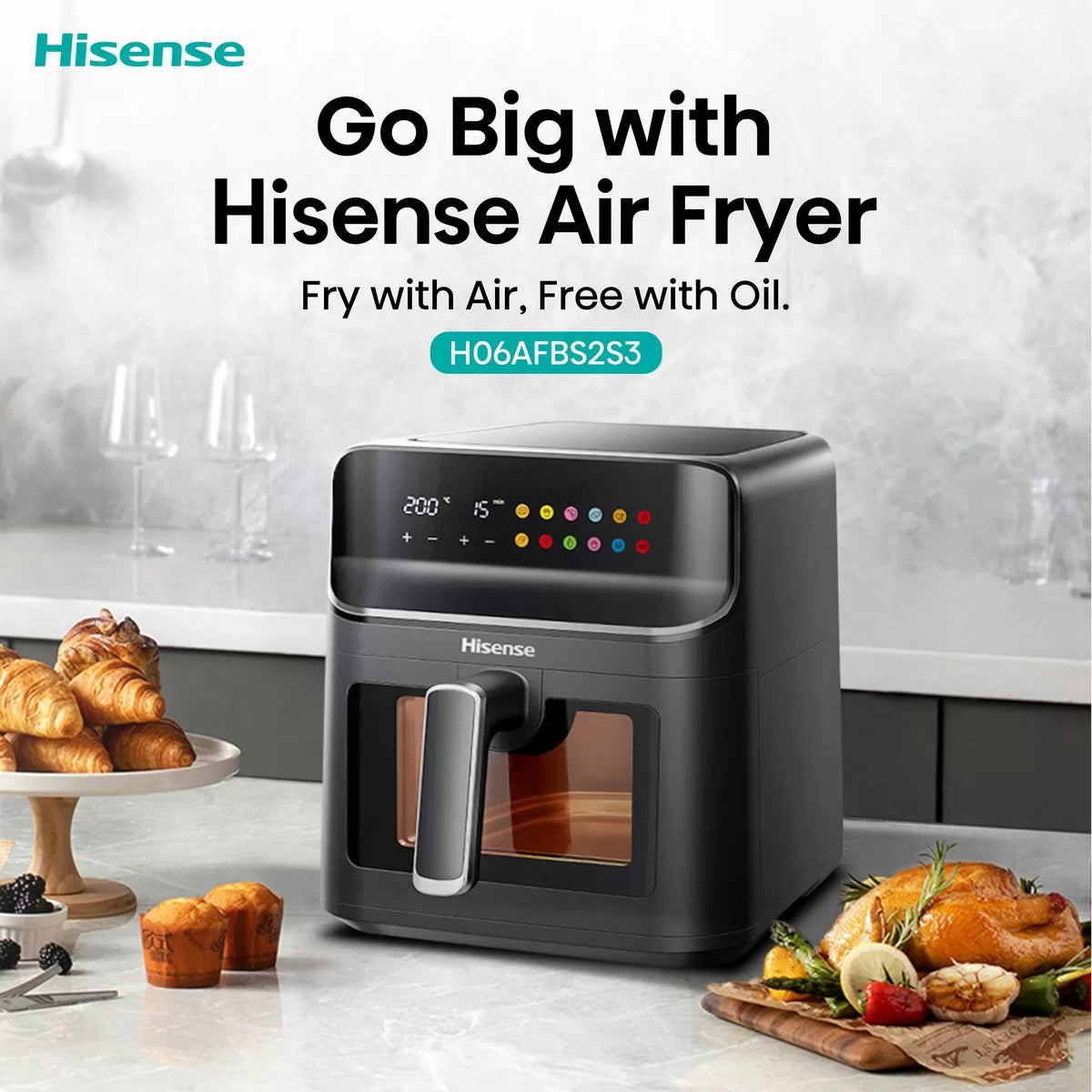 Hisense 6.7L Air Fryer H06AFBS2S3 - Black