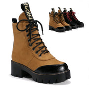 Fashion leather boots with flat bottom flat boots student women's boots rivet Martin boots