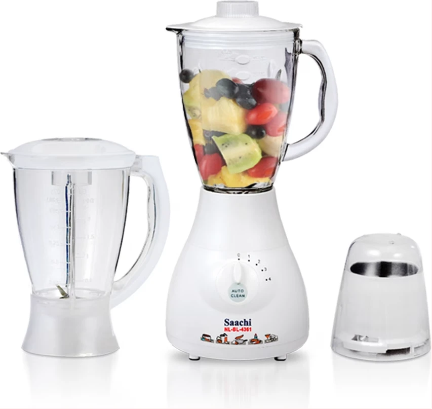 Saachi 3 In1 Double Jar Blender, 1.5 Litres – White (1 YR WRTY)