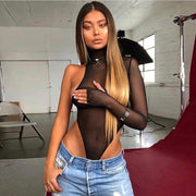High neck mesh breathable bodysuit