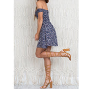 Small floral word shoulder wrap dress