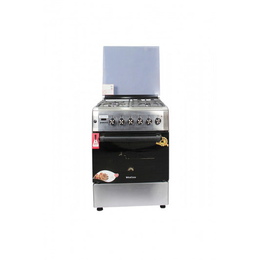 BlueFlame 60x60cm 3 Gas 1 Electric Diamond Cooker with Electric Oven D6031ERF - Inox
