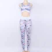 Camouflage Print Suit 2 Piece Set Mesh Bra And Fitness Leggings