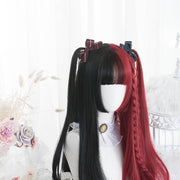 Princess cut long straight hair double ponytail wig