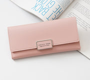 Women's wallet Korean version of the three fold long buckle clasp bag multi-card position pu leather wallet