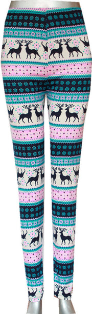 Fashion Women's Leggings Pants Print High Waist Leggings Happy Christmas Party Long Pants 18 Color Ladies Xmas Trousers