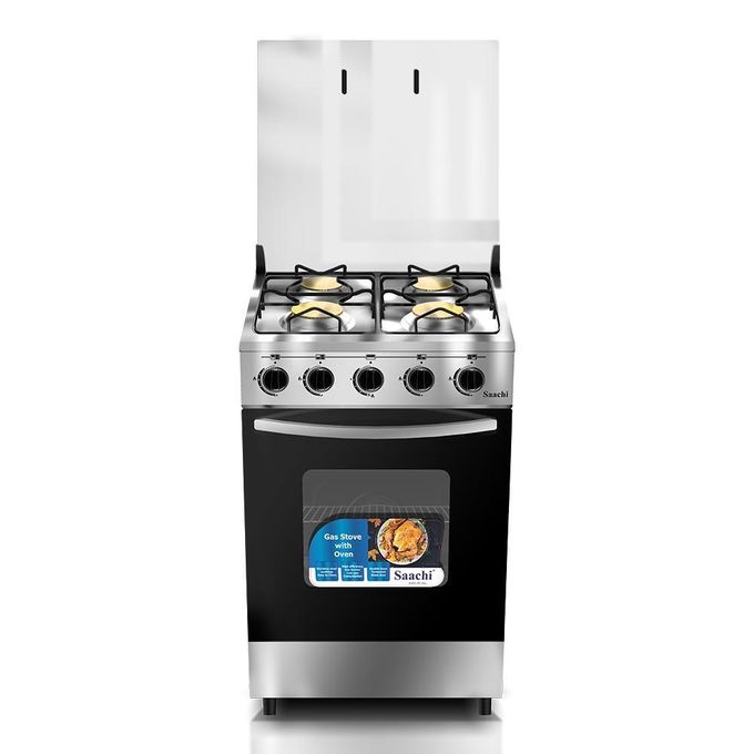 Saachi 50x50cm Full Gas Cooker with Gas Oven - Silver Black (2YRS WRNTY)