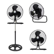 SPJ 18-Inch 3-in-1 Stand, Wall & Table Fan Triple Configuration With Three Fan Motors For Versatile Cooling - Black (2YRS WRNTY)