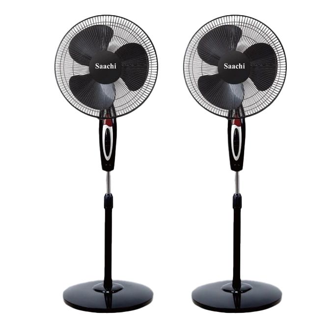 Saachi Buy One Get One Free 3 Speed Round Base Stand Fan - Black