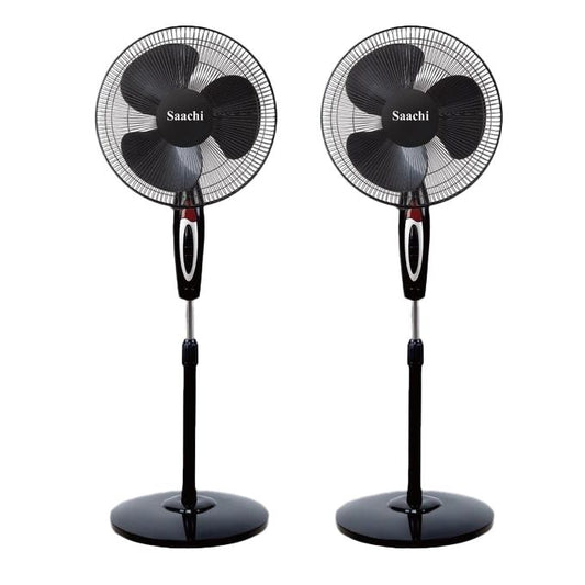 Saachi Buy One Get One Free 3 Speed Round Base Stand Fan - Black