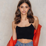 Summer Sexy Female Crop Tops Cotton Women Sleeveless Straps Tank Top Solid Fitness Lady Camis Casual White Black Top W1