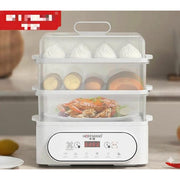 Hoffmans 3-Tier Electric Food Steamer / Cooker With Digital Display and Timer - White