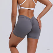 High Waist Hip Lift Back V Yoga Shorts For Women