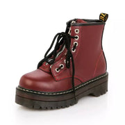 Round Toe Front Lace Up Womens Boots Mid Tube Martin Boots
