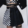 Pleated lattice stitching skirt women