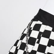 Pleated lattice stitching skirt women