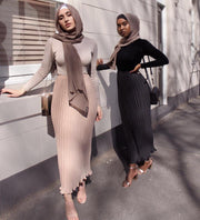 Chiffon pleated double flared skirt