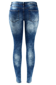 Stretch cotton hole pencil feet jeans women