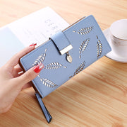 Women Purse Female Long Wallet Gold Hollow Leaves Pouch Handbag For Women Purse Card Holder Portefeuille Femme