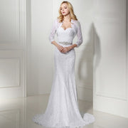 ANJURUISI Elegant White Lace Wedding Dresses Mermaid Bridal Gowns Vintage Boho Wedding Gowns Sereia With Jacket