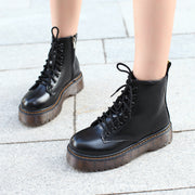 High-grade high-quality patent leather autumn thick-soled boots sponge cake women's boots Martin boots female new punk short boots