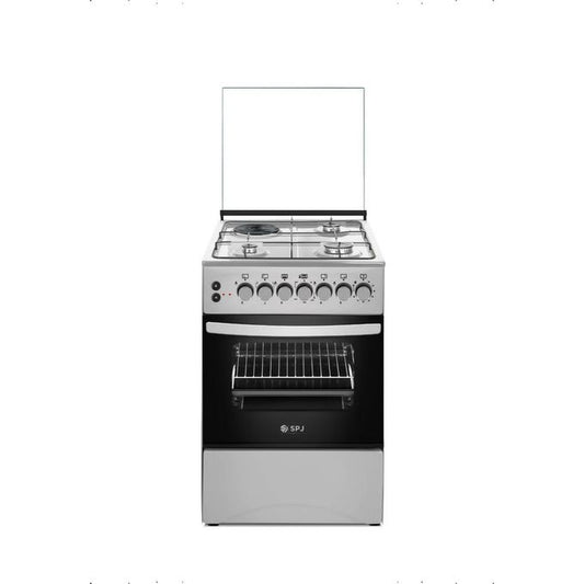 SPJ 50X50cm 3 Gas 1 Electric Premium Cooker With Electric Oven – Black/Silver (3YR WRTY)